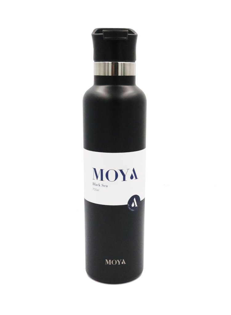 [DB03001A-S] Moya "Black Sea"  700ml Insulated Sustainable Water Bottle Black Spout Lid Image 