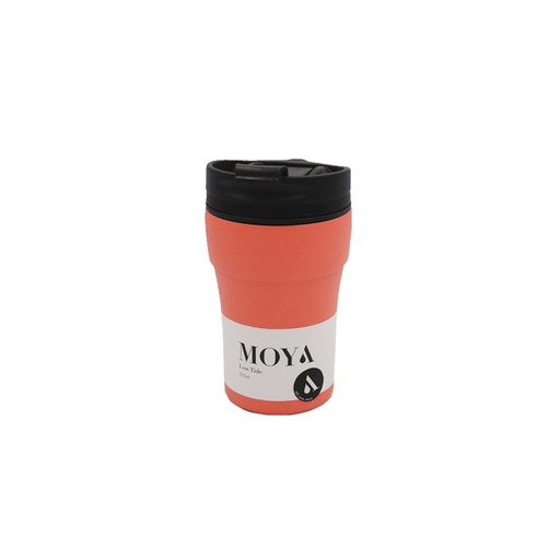 [HV133-BC-16] Moya "Low Tide" 250ml Travel Coffee Mug Black/Coral