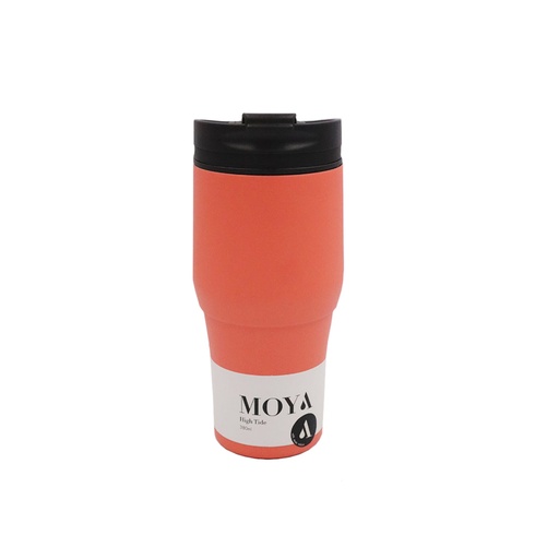 [HV134-BC-16] Moya "High Tide" 380ml Travel Coffee Mug Black/Coral