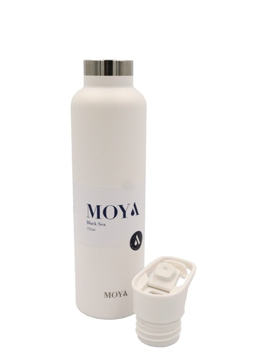 [DB03004A-S] Moya "Black Sea"  700ml Insulated Sustainable Water Bottle White Spout Lid